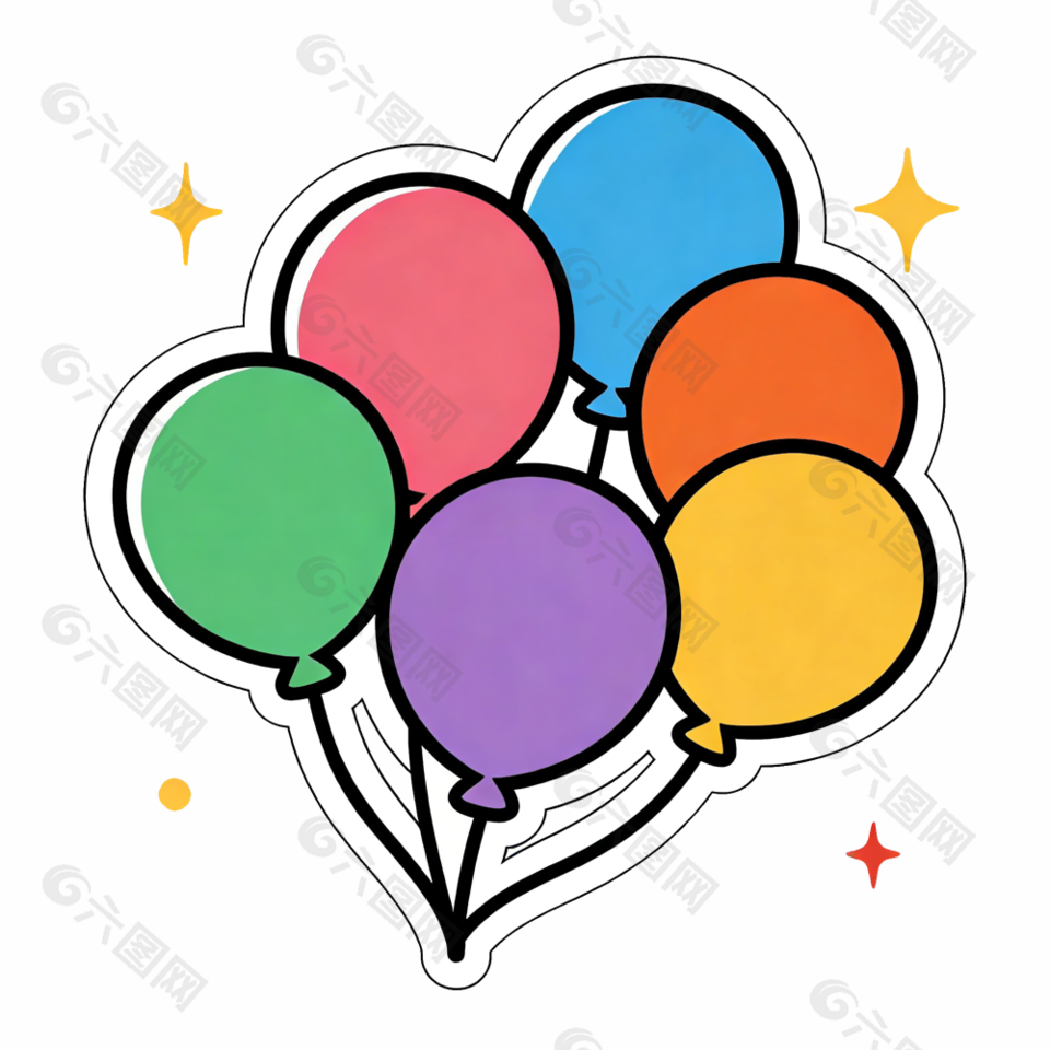 可愛卡通彩色氣球裝飾插畫