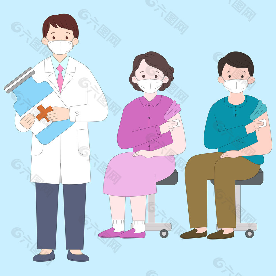 醫(yī)生給患者疫苗接種病毒防疫健康插畫