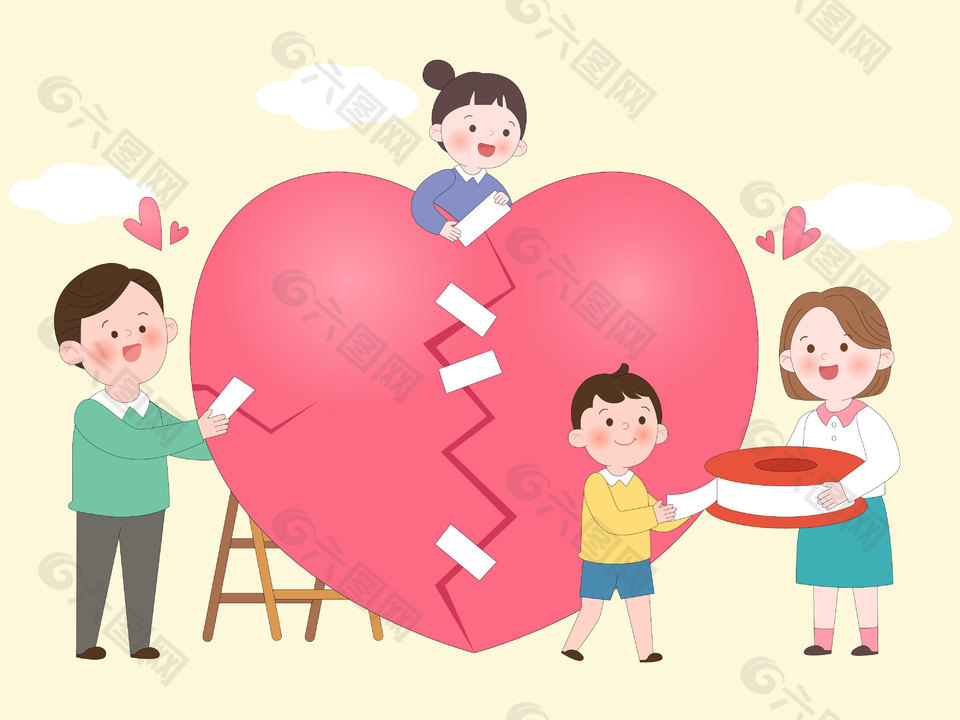 家庭教育關(guān)系修復(fù)心理健康親子插畫