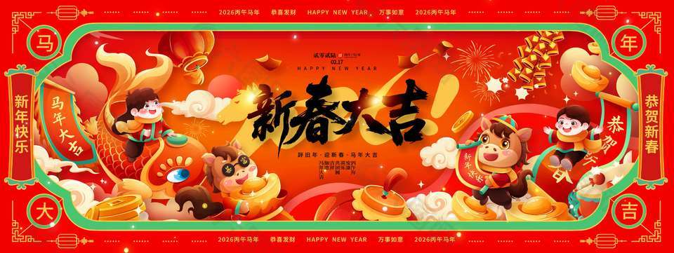 2026新春大吉恭賀新禧節(jié)日展板
