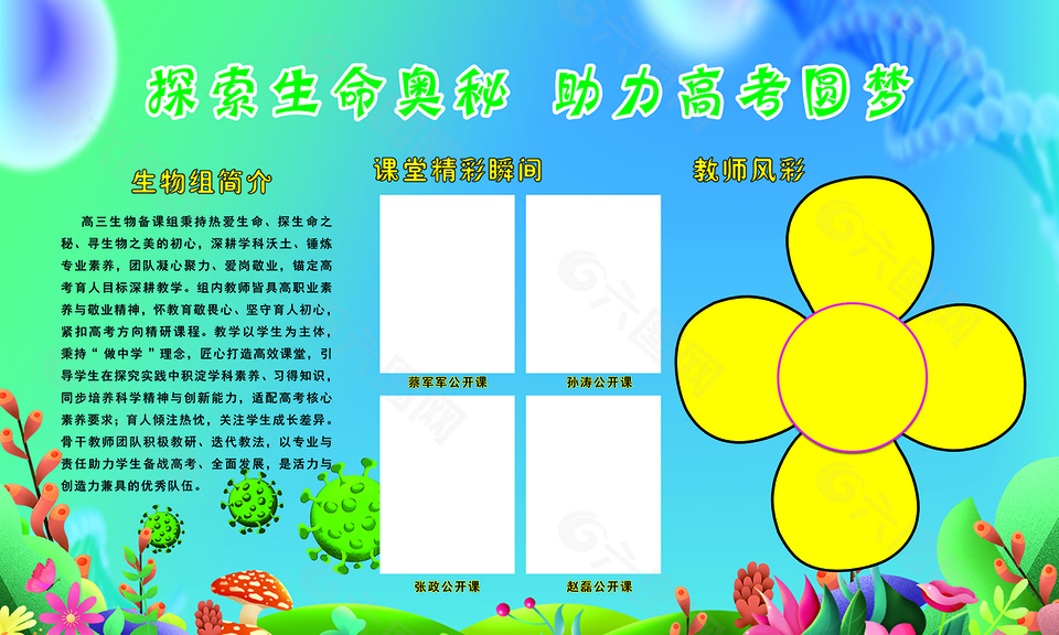 高三生物備課組教師風(fēng)采簡介展板設(shè)計