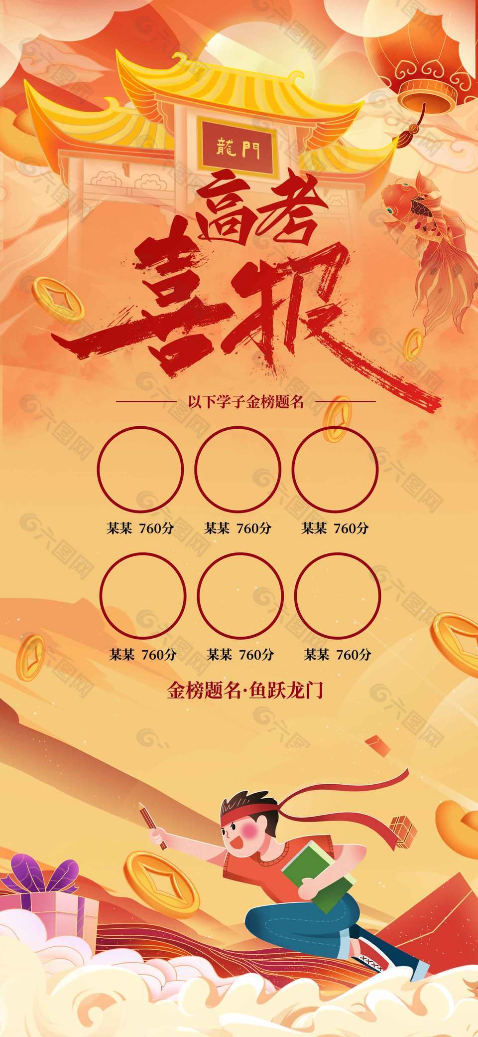 金榜題名魚躍龍門高考喜報設(shè)計