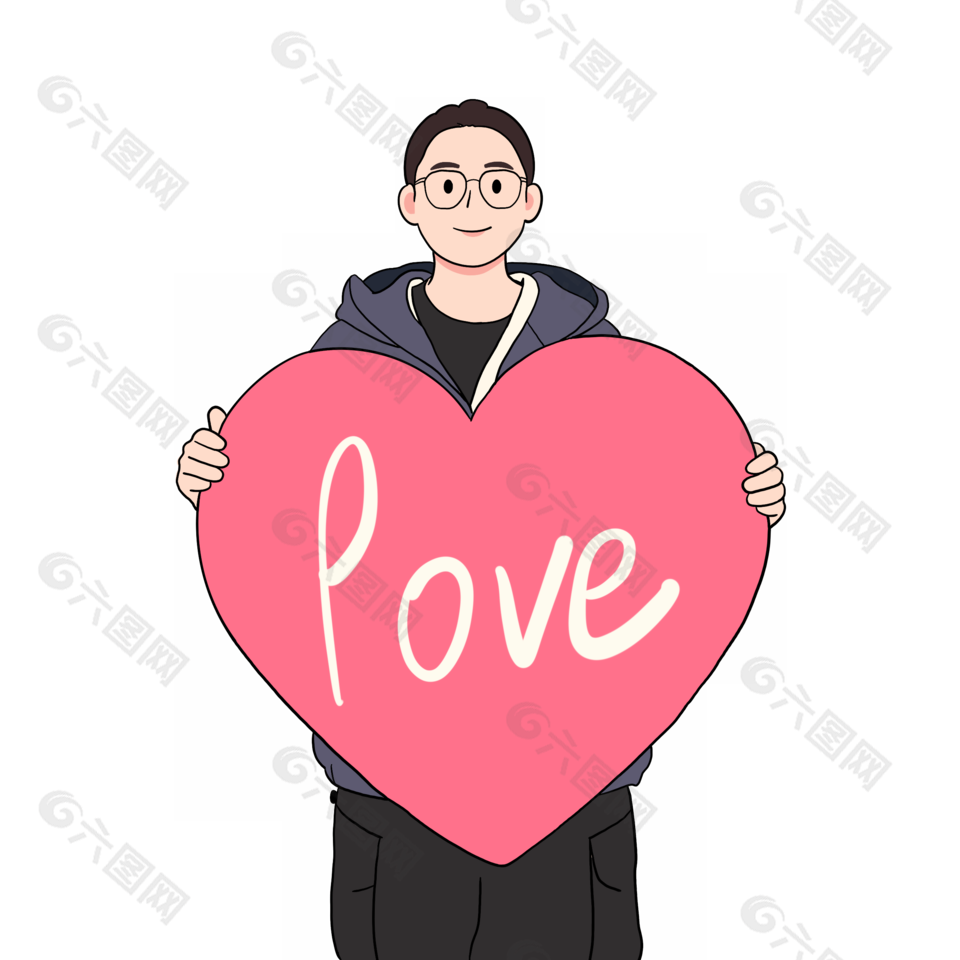 七夕浪漫告白手持愛心LOVE人像免摳元素
