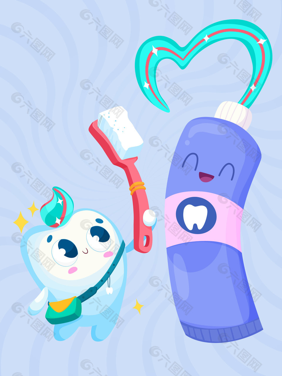 口腔牙齒健康護(hù)理牙醫(yī)衛(wèi)士卡通插畫