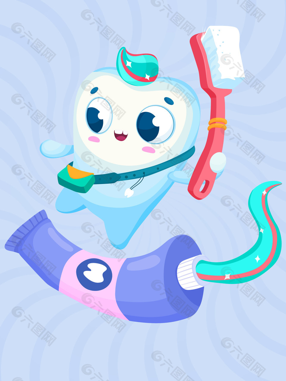 口腔護理牙齒健康護理情節(jié)牙醫(yī)衛(wèi)士卡通插畫