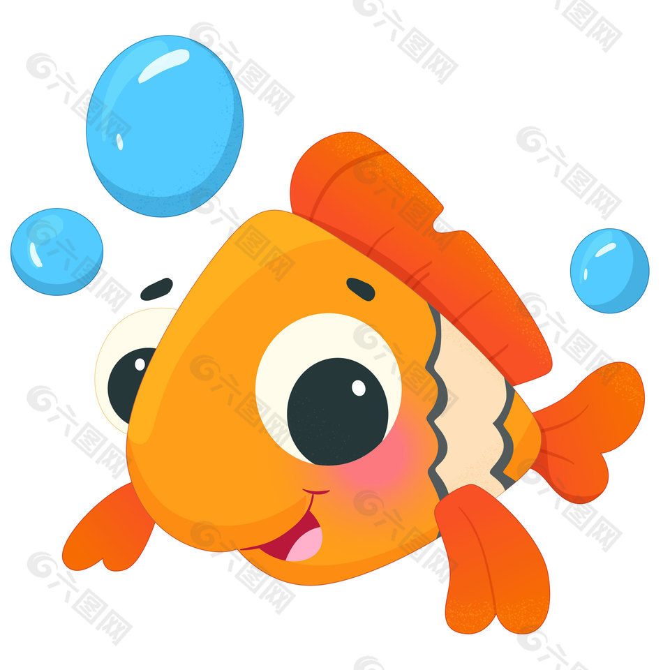 小金魚吐泡泡手繪卡通插畫設(shè)計(jì)