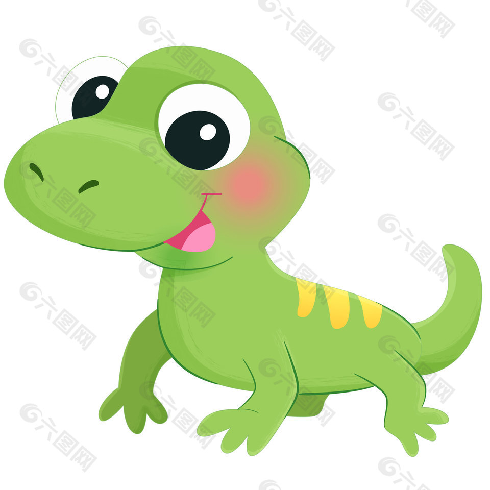 綠色小蜥蜴蠑螈可愛卡通動物插畫