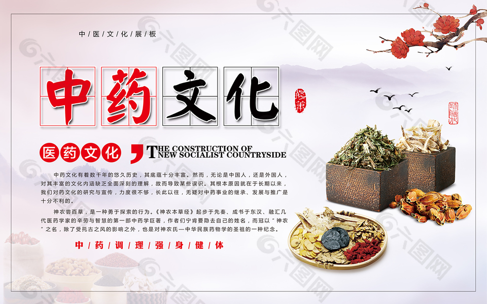 中藥調理強身健體醫(yī)藥文化展板設計