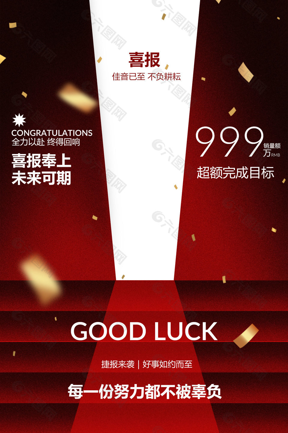 喜報(bào)奉上未來(lái)可期紅色宣傳海報(bào)