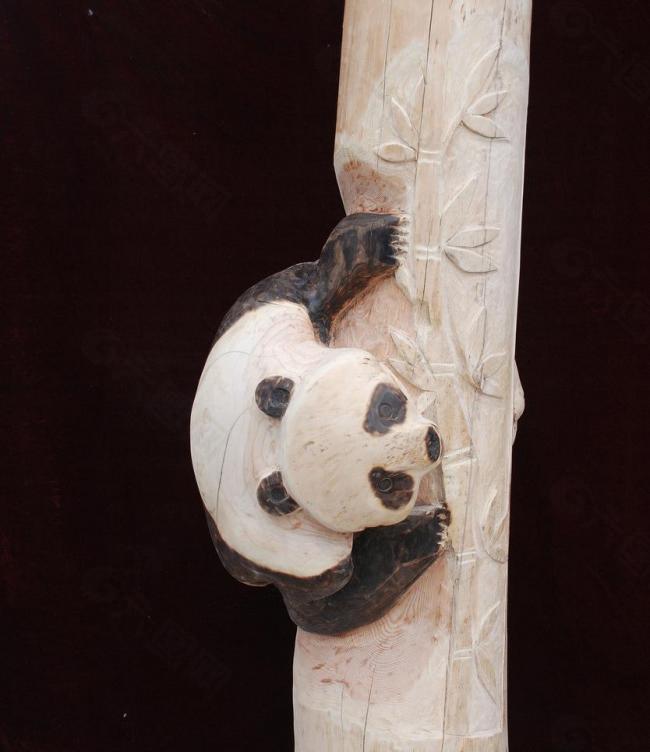 熊猫根雕图片