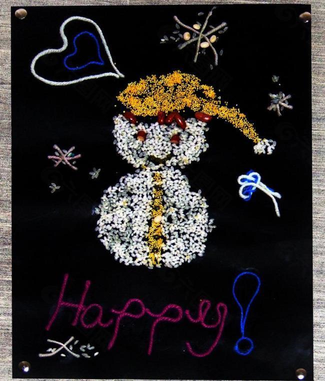 美术展览米粒粘贴画图片