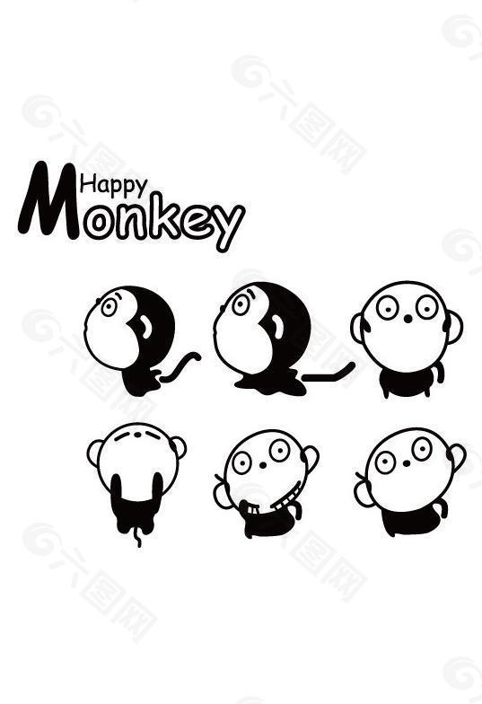 可爱猴 表情 monkey 墙贴 开关贴图片