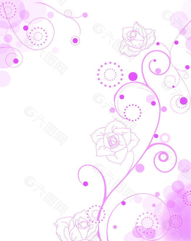 粉色花朵线条移门图