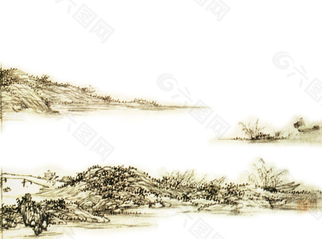 湖山书屋图国画素材