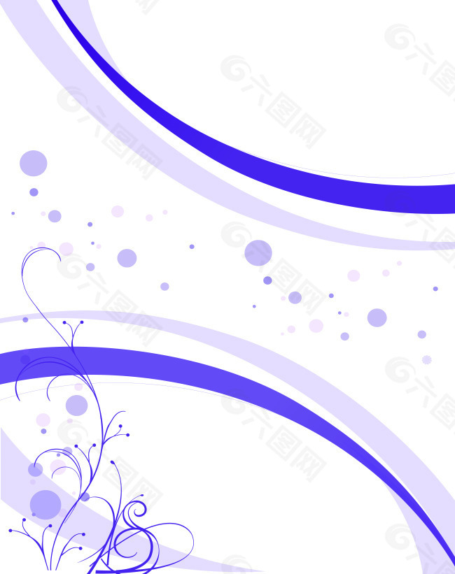 花枝泡泡紫色彩带