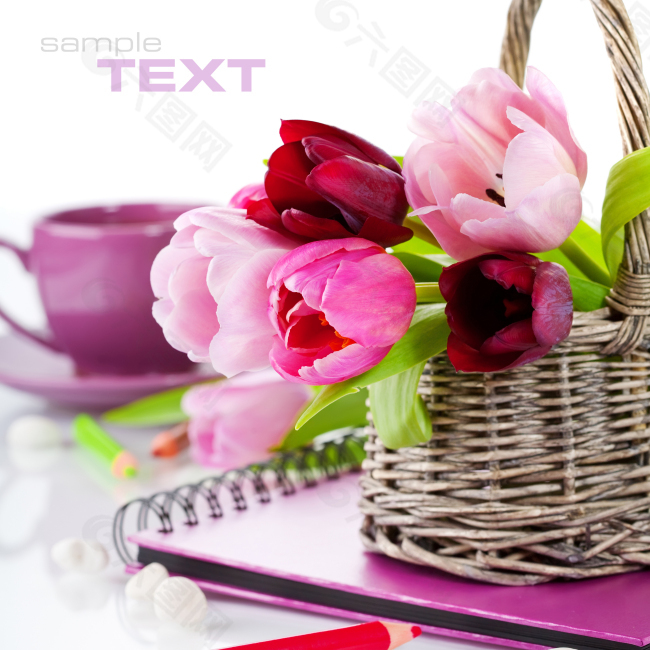 唯美花篮高清图片素材