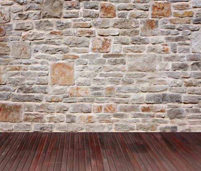 怀旧古典木地板石头墙图片