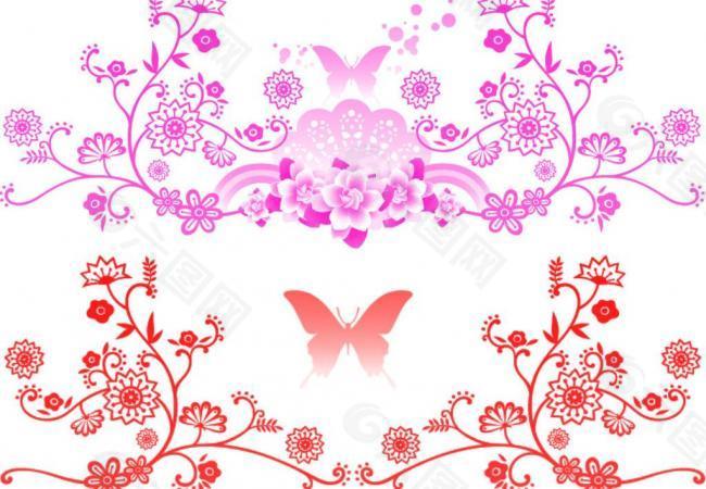 精美的花纹及蝴蝶笔刷图片