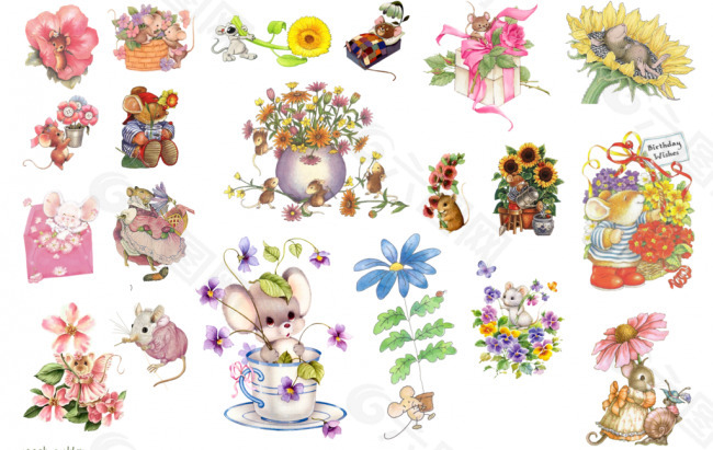 花朵和老鼠图片