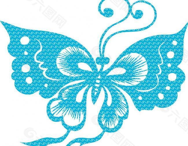 蝴蝶花纹剪纸图片