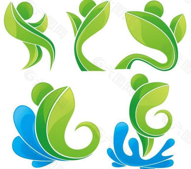 绿色舞蹈人物logo设计图片