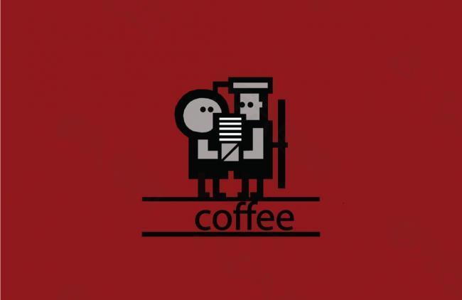 coffee红色背景logo设计图片
