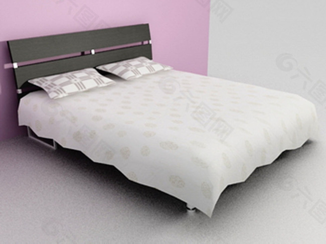 白色的床3D模型