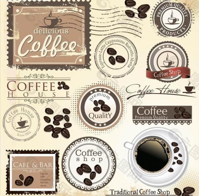 咖啡背景 咖啡标签图片