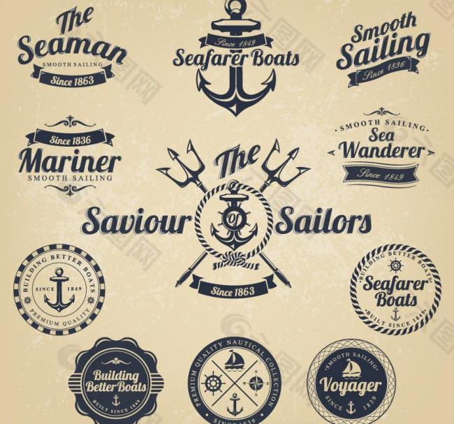 怀旧航海标签贴纸图片