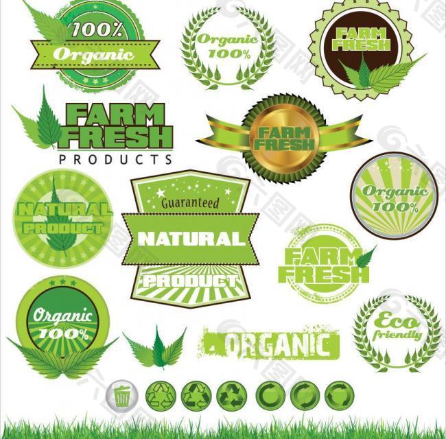 绿色环保标签贴纸图片