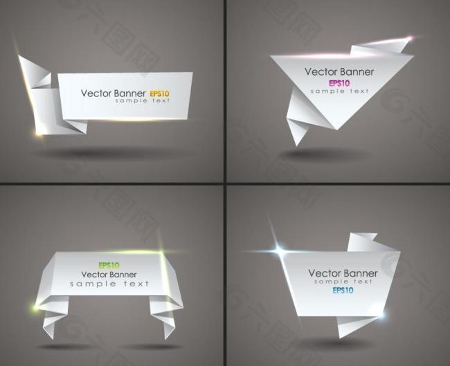 动感折纸叠纸标签横幅图片