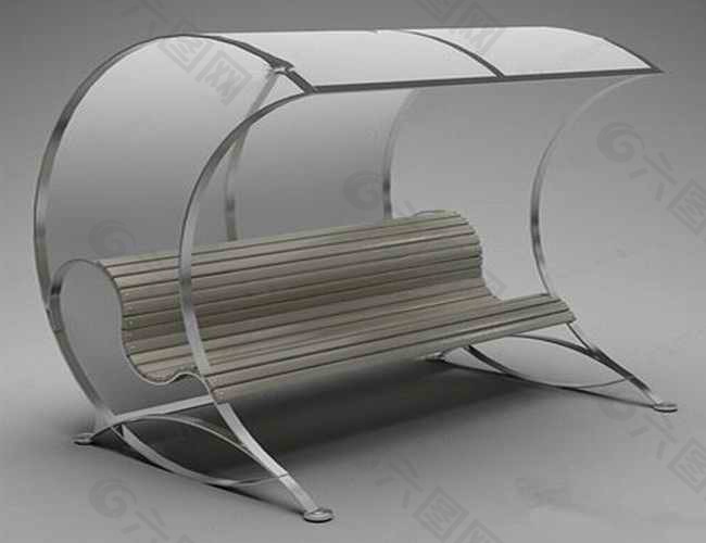 公园挡雨椅子模型