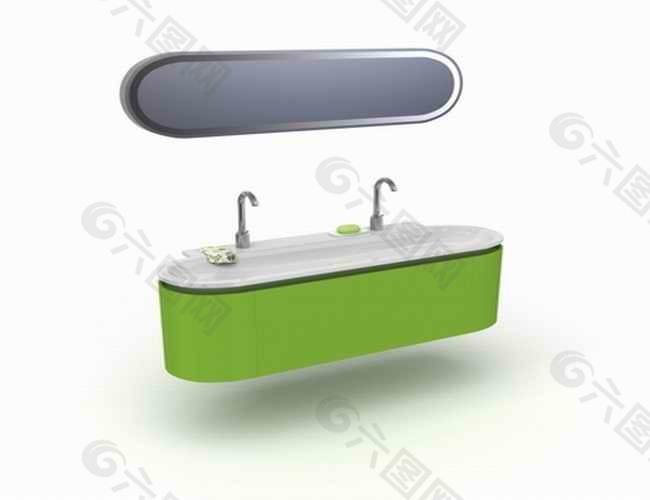 绿色椭圆形洗手池