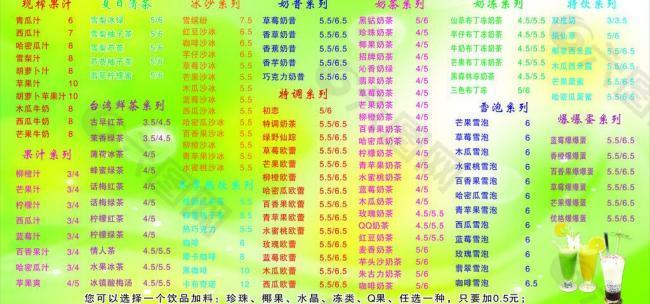 珍珠奶茶菜单图片