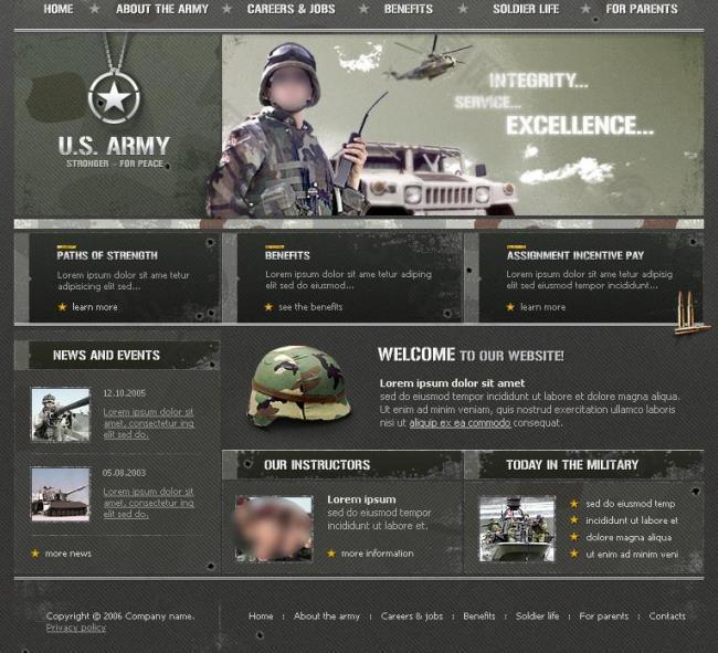 美国军事网站模板（包含html flash css）图片