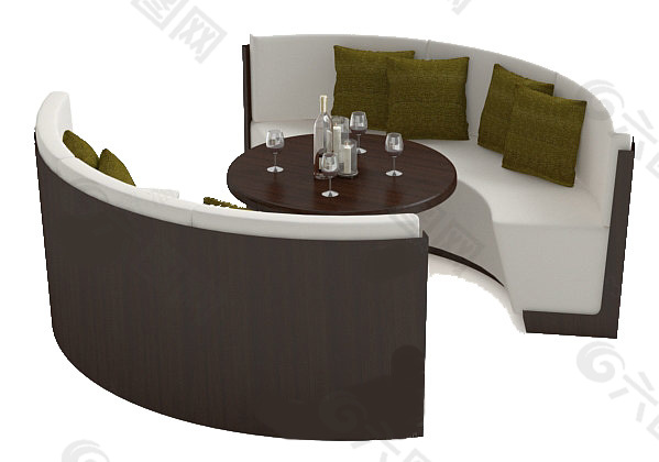 沙发茶几组合 3d模型素材