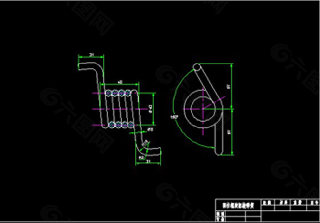 圆柱螺旋扭转弹簧CAD图纸