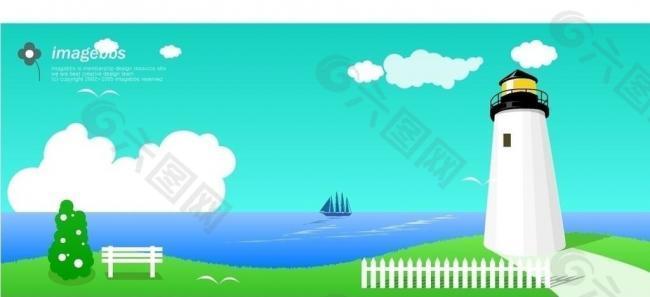清新海边夏日flash素材下载 含fla swf文件图片