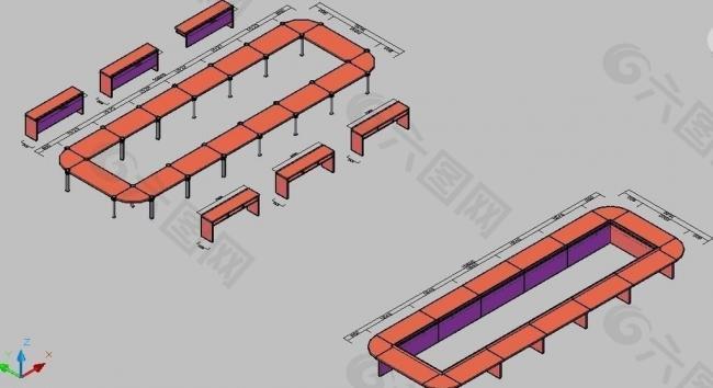 cad立体会议桌图片