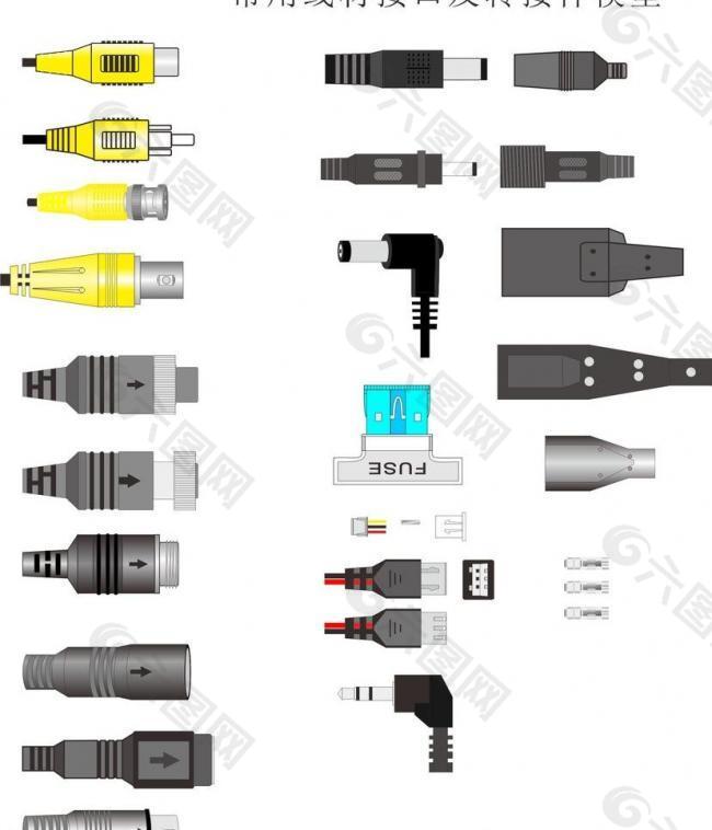 rca bnc视频线 四芯航空头 usb 耳机座 dc电源线接口图片