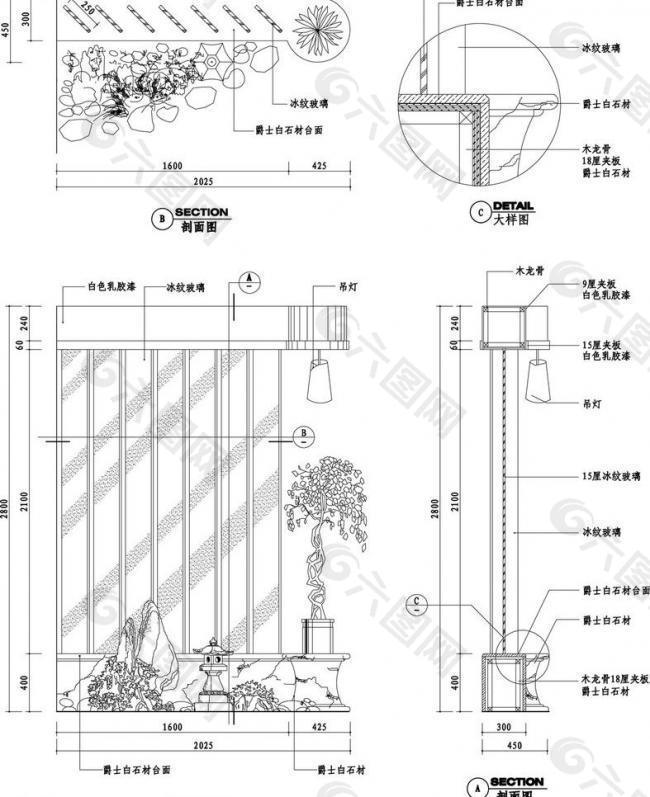 玄关墙立剖面图片