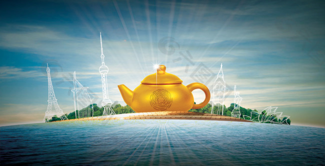 创意金壶茶文化海报