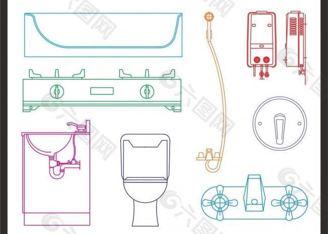 卫生洁具图例图片