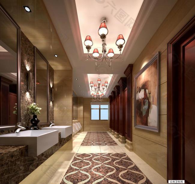 室内设计酒店卫生间过道设计3d效果图图片