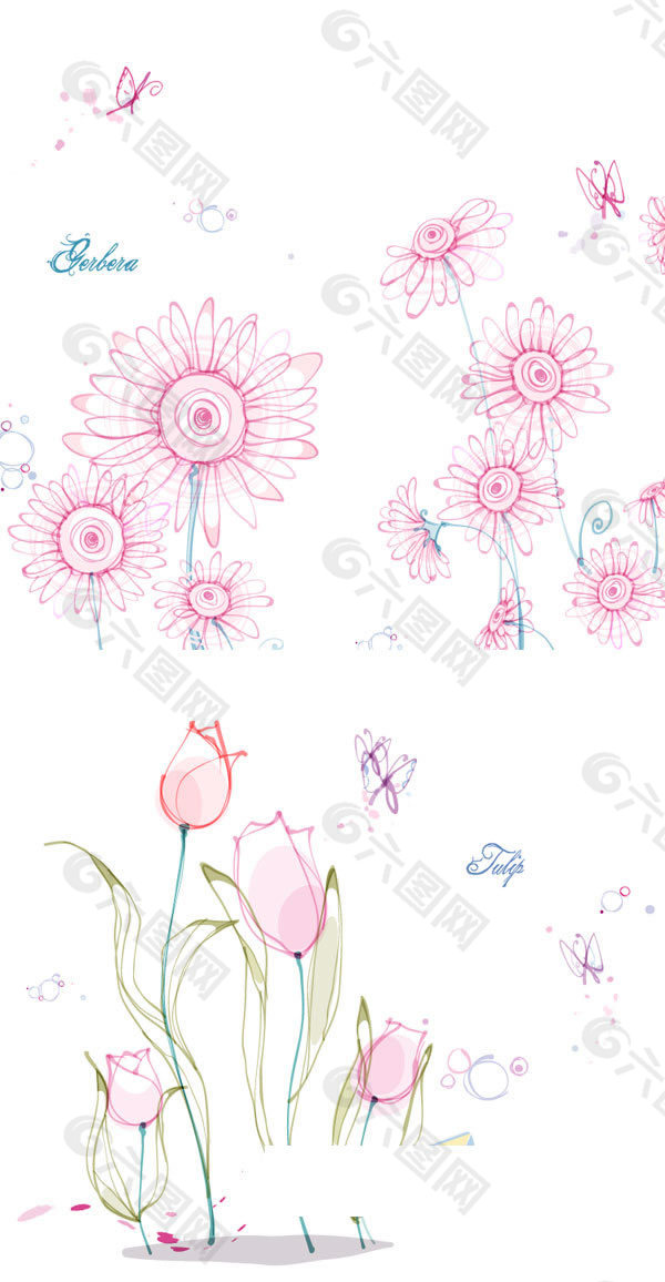粉色装饰花卉矢量素材