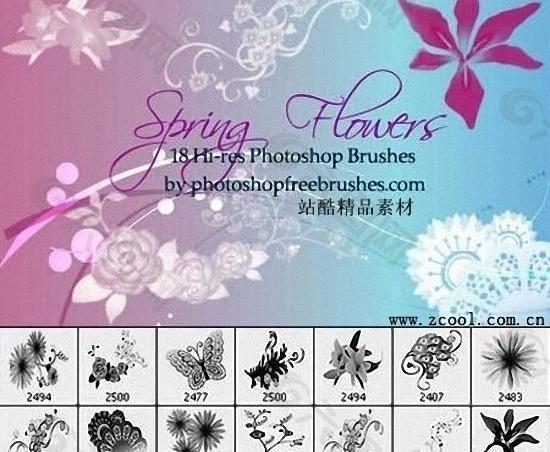 高清晰春天里的花朵ps笔刷图片