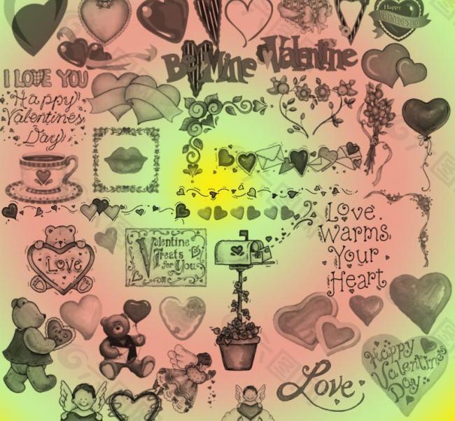 可爱心形笔刷图片