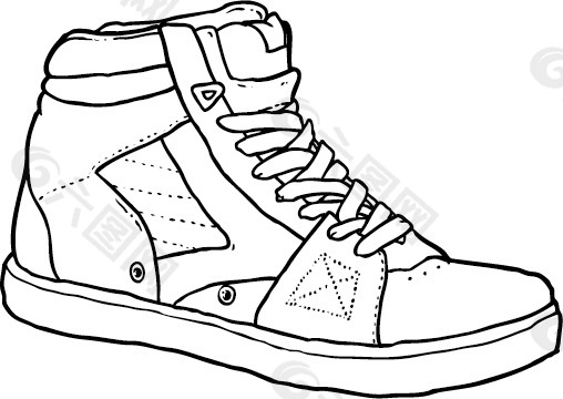素描线条表现手法的鞋子矢量图