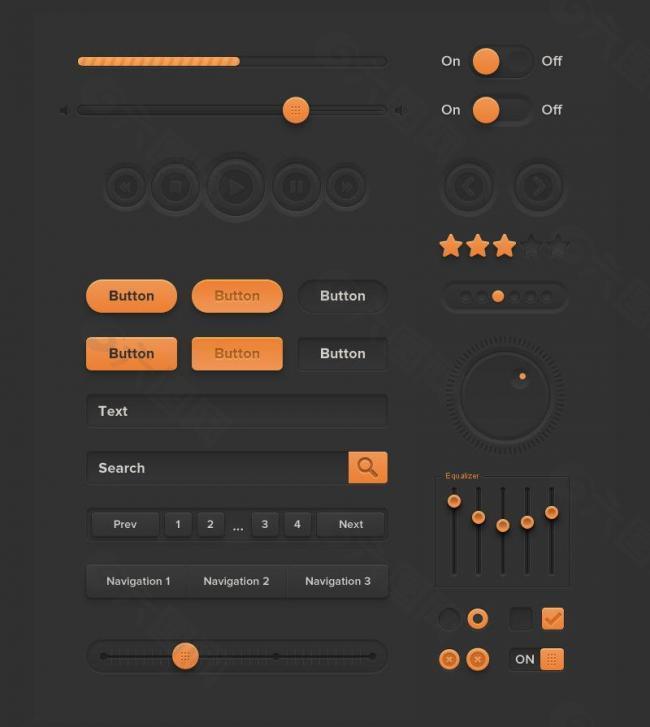 橙色ui工具包图片
