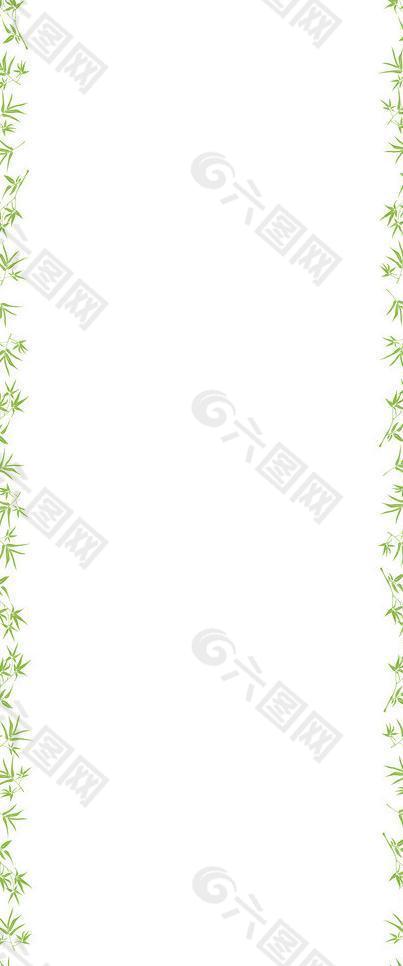 竹子花边白色背景图片